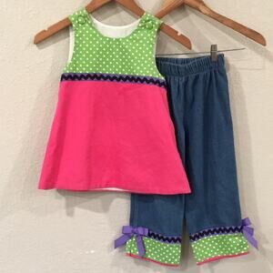 Beanstalk Originals Girls 6 2 Pc Set Jeans and Tunic Tank Top 100% Cotton Summer